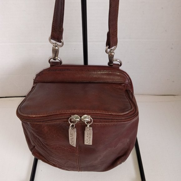 Vintage HOBO INTERNATIONAL Brown Leather Mini Crossbody Organizer Expandable - Picture 4 of 15